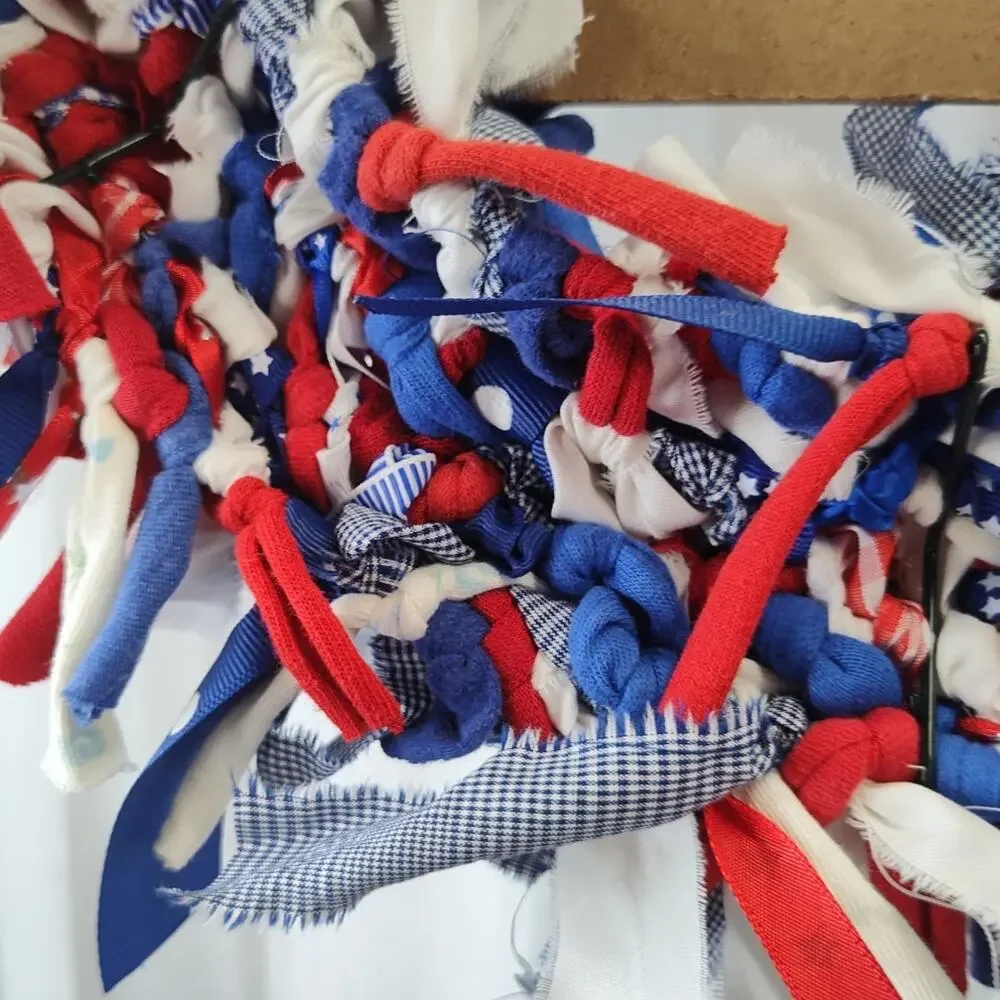 Happy 4th of July Handcrafted Rag & Ribbon Wreath, 16